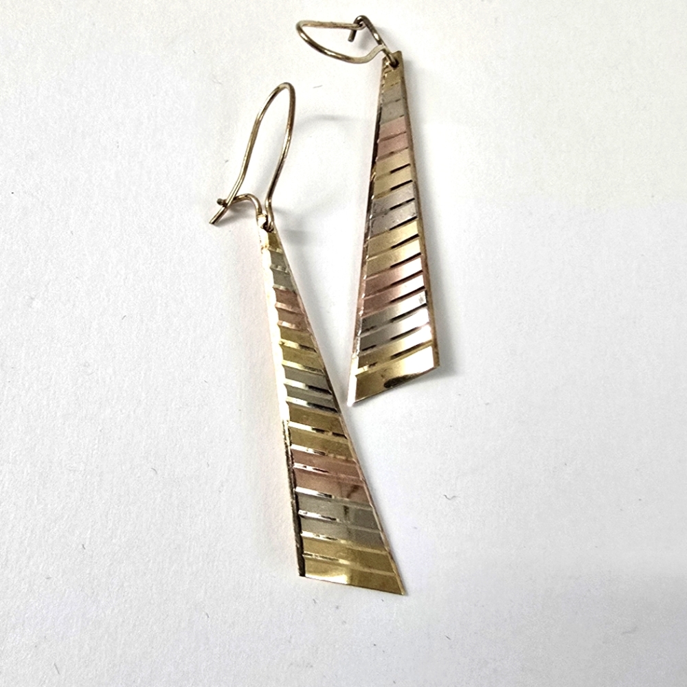 10K Gold Tricolor Geometric Awe Earrings